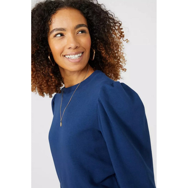 Navy - Side - Maine Womens-Ladies Puffed Sweatshirt
