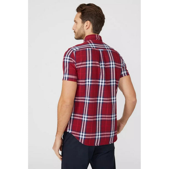 Red - Back - Maine Mens Grid Checked Shirt