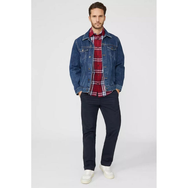 Red - Pack Shot - Maine Mens Grid Checked Shirt