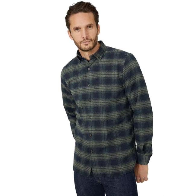 Green - Front - Mantaray Mens Shadow Checked Shirt