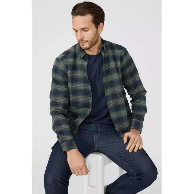 Green - Lifestyle - Mantaray Mens Shadow Checked Shirt
