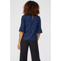 Navy - Back - Maine Womens-Ladies Sequin Frill Top