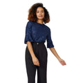Navy - Front - Maine Womens-Ladies Sequin Frill Top