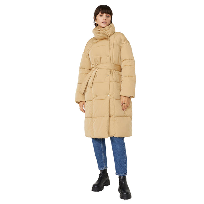 Camel - Front - Principles Womens-Ladies Quilted Double-Breasted Coat