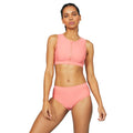 Coral - Front - Debenhams Womens-Ladies Zip Front Active Bikini Top