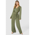 Khaki - Front - Principles Womens-Ladies Satin Wrap Jumpsuit