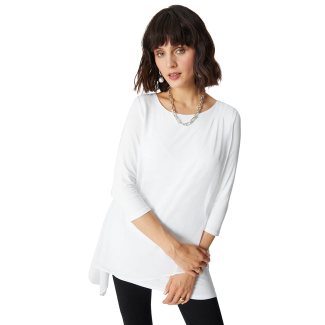 White - Front - Principles Womens-Ladies Chiffon Overlay Panels Petite Top