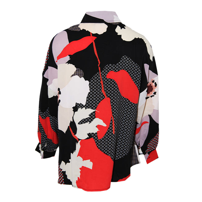 Red - Back - Principles Womens-Ladies Printed Petite Oversized Shirt
