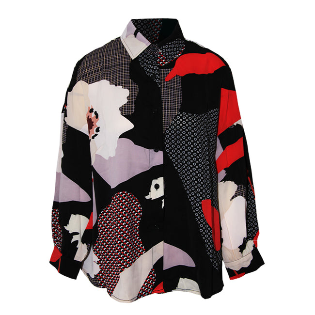 Red - Front - Principles Womens-Ladies Printed Petite Oversized Shirt