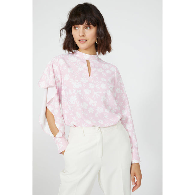 Pink - Front - Principles Womens-Ladies Frilled Cold Shoulder Blouse