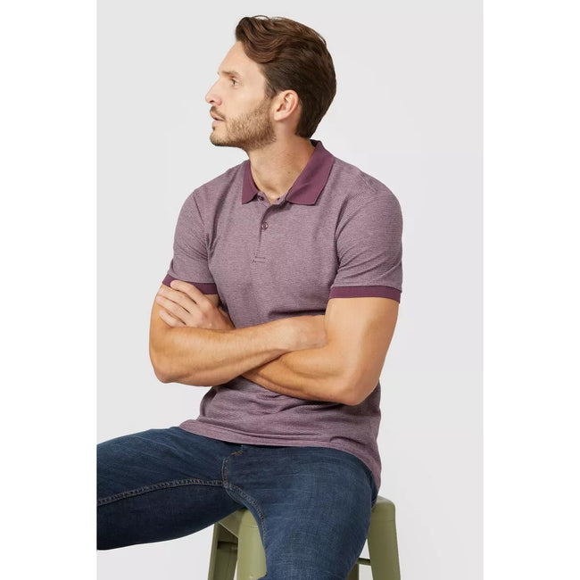 Pink - Pack Shot - Mantaray Mens Textured Polo Shirt