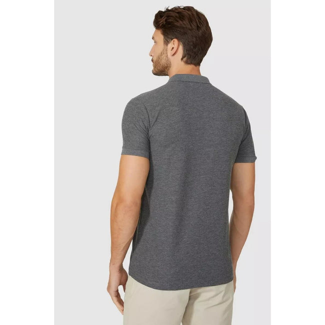 Gray - Back - Mantaray Mens Textured Polo Shirt