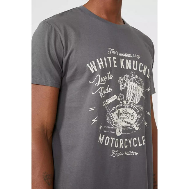 Dark Grey-White - Side - Mantaray Mens White Knuckle Printed T-Shirt