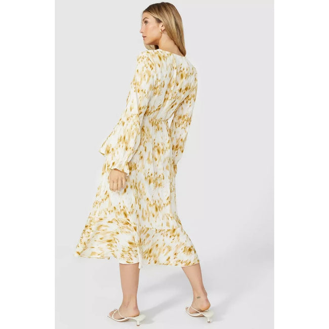 White - Back - Principles Womens-Ladies Printed Ruffles Midi Dress