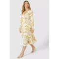 White - Pack Shot - Principles Womens-Ladies Printed Ruffles Midi Dress