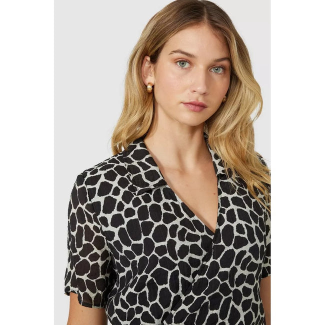 Black-White - Side - Principles Womens-Ladies Giraffe Print Wrap Tunic