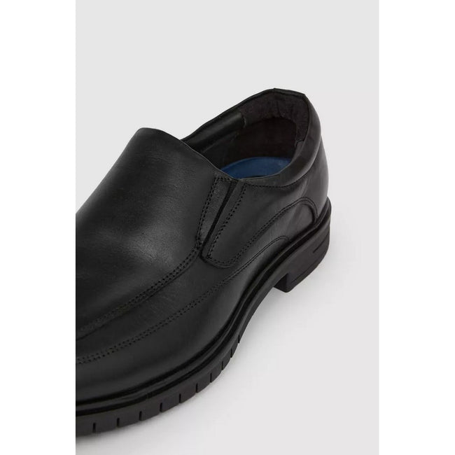 Black - Side - Debenhams Mens Leather Airsoft Loafers