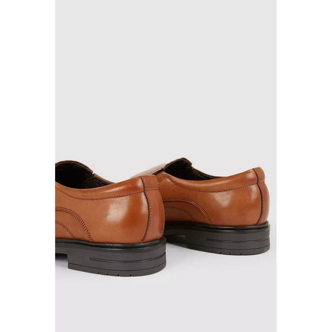 Tan - Back - Debenhams Mens Leather Airsoft Loafers