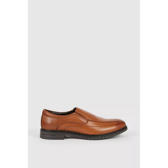 Tan - Side - Debenhams Mens Leather Airsoft Loafers