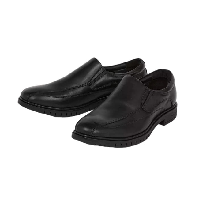 Black - Front - Debenhams Mens Leather Airsoft Loafers