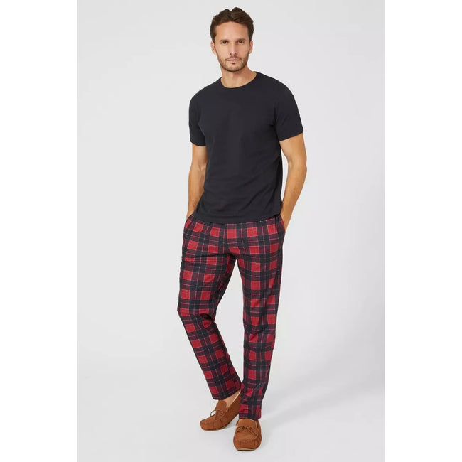 Red - Side - Debenhams Mens Checked Lounge Pants
