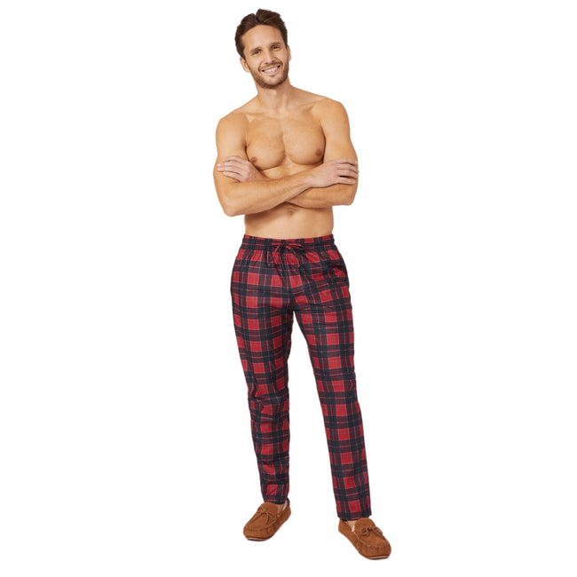 Red - Front - Debenhams Mens Checked Lounge Pants