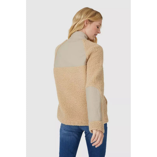 Natural - Back - Mantaray Womens-Ladies Quilted Borg Jacket