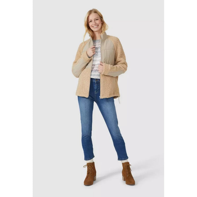 Natural - Lifestyle - Mantaray Womens-Ladies Quilted Borg Jacket