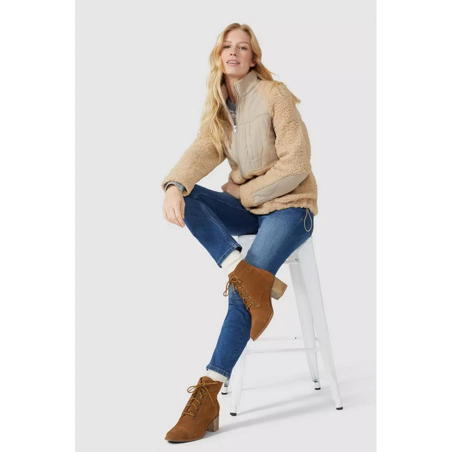 Natural - Pack Shot - Mantaray Womens-Ladies Quilted Borg Jacket