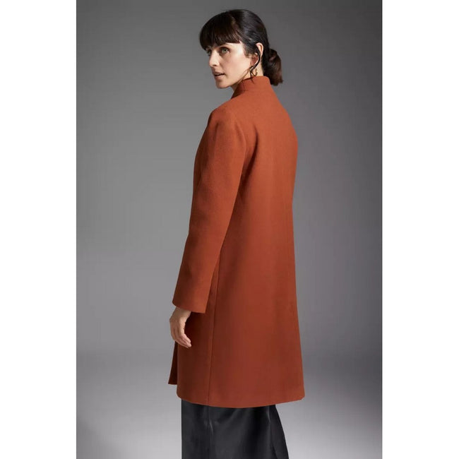 Tobacco - Back - Principles Womens-Ladies Printed Lining Collarless Coat