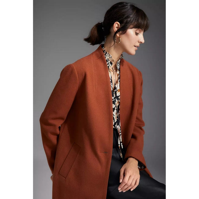 Tobacco - Side - Principles Womens-Ladies Printed Lining Collarless Coat