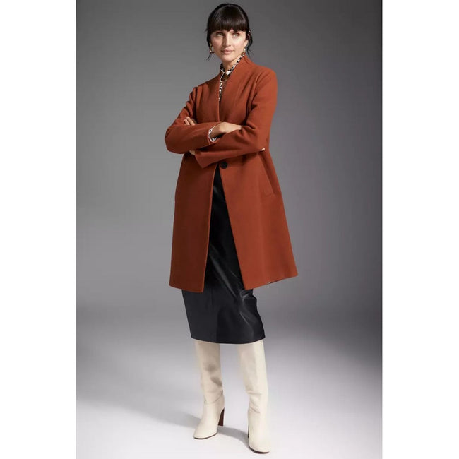 Tobacco - Pack Shot - Principles Womens-Ladies Printed Lining Collarless Coat