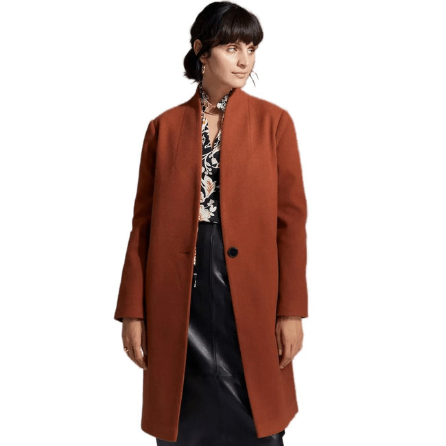 Tobacco - Front - Principles Womens-Ladies Printed Lining Collarless Coat