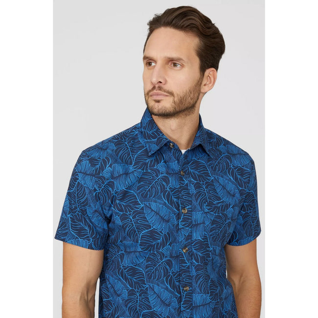 Navy - Lifestyle - Mantaray Mens Monstera Leaf Shirt