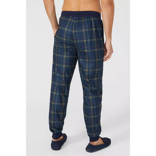 Navy - Back - Debenhams Mens Checked Cuffed Lounge Pants