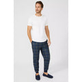 Navy - Pack Shot - Debenhams Mens Checked Cuffed Lounge Pants
