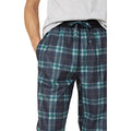 Navy - Side - Debenhams Mens Microfleece Checked Cuffed Lounge Pants