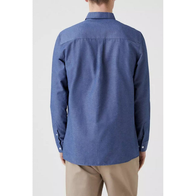 Mid Blue - Back - Maine Mens Textured Button-Down Long-Sleeved Shirt