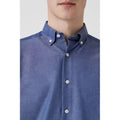 Mid Blue - Side - Maine Mens Textured Button-Down Long-Sleeved Shirt