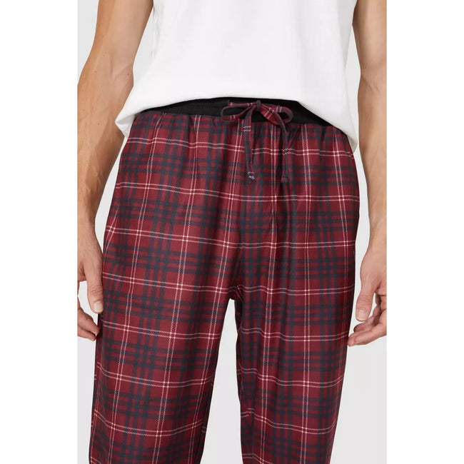 Red - Side - Debenhams Mens Microfleece Cuffed Lounge Pants