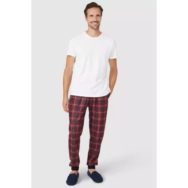 Red - Pack Shot - Debenhams Mens Microfleece Cuffed Lounge Pants