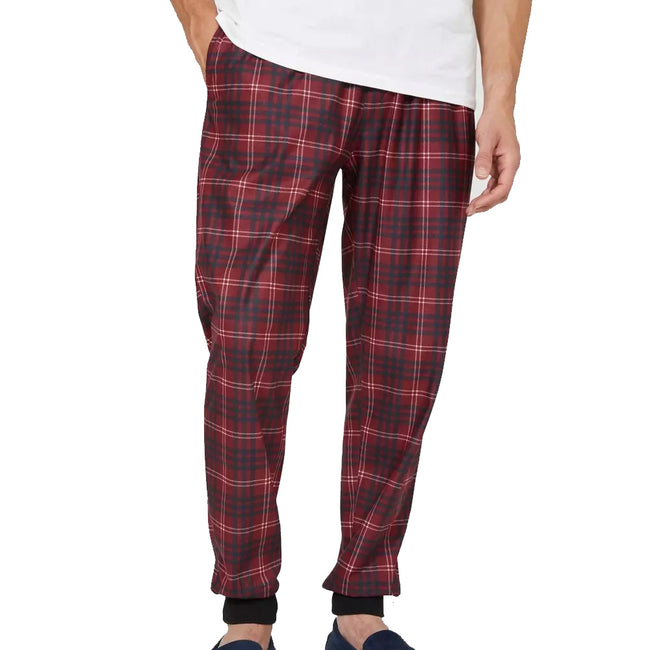 Red - Front - Debenhams Mens Microfleece Cuffed Lounge Pants