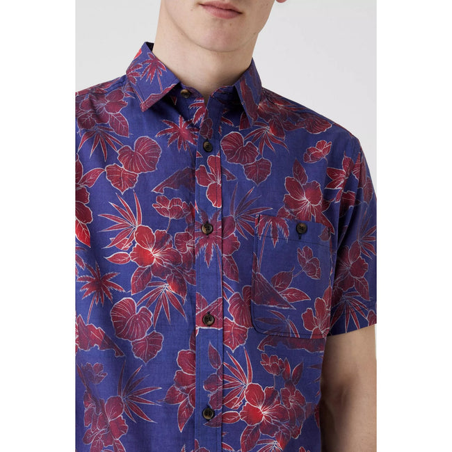 Indigo - Side - Mantaray Mens Floral Shirt