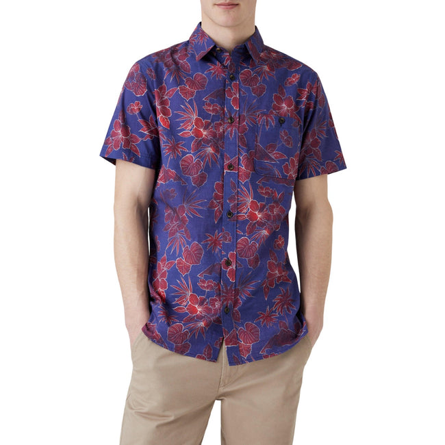 Indigo - Front - Mantaray Mens Floral Shirt