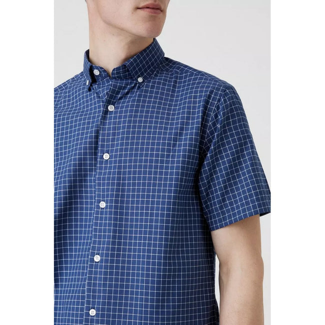 Navy - Side - Maine Mens Classic Graph Checked Shirt