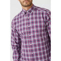 Purple - Side - Maine Mens Shadow Checked Long-Sleeved Shirt