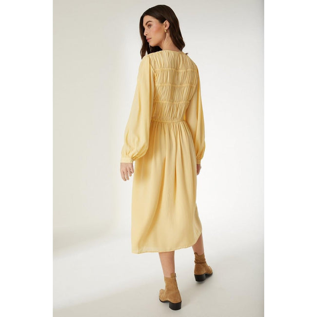 Yellow - Back - Principles Womens-Ladies Shirred Midi Dress