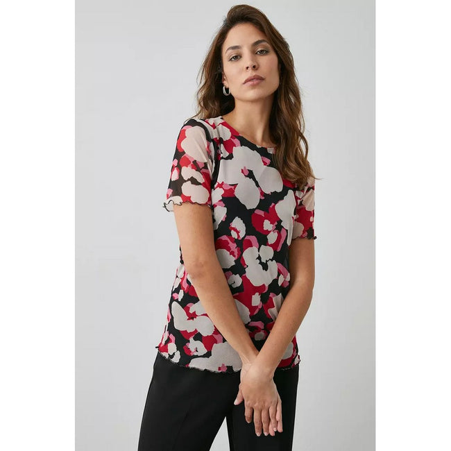 Pink-Black - Lifestyle - Principles Womens-Ladies Abstract Mesh T-Shirt