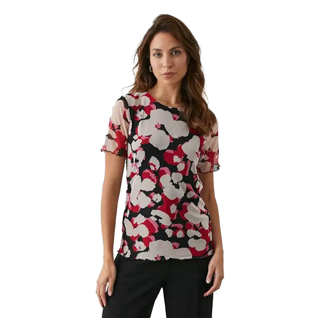 Pink-Black - Front - Principles Womens-Ladies Abstract Mesh T-Shirt