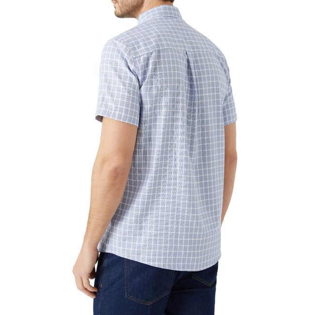 Navy-White - Back - Maine Mens Checked Woven Shirt